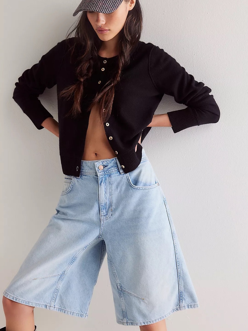 Free People Light Blue Denim Bermuda Shorts